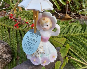 DeVilbiss Girl With Umbrella Perfume Atomizer - Magic-Mist Mid Century Collectible Scent Bottle - Excellent Condition
