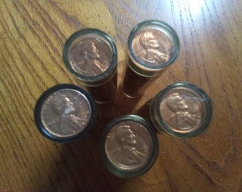 1960 D Lincoln Head Penny Roll: 50 Uncirculated US Cents