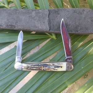 Case XX Stag Knife - Engraved Bolsters - Beautiful Knife - USA Folding Pocket Knife - Excellent Condition