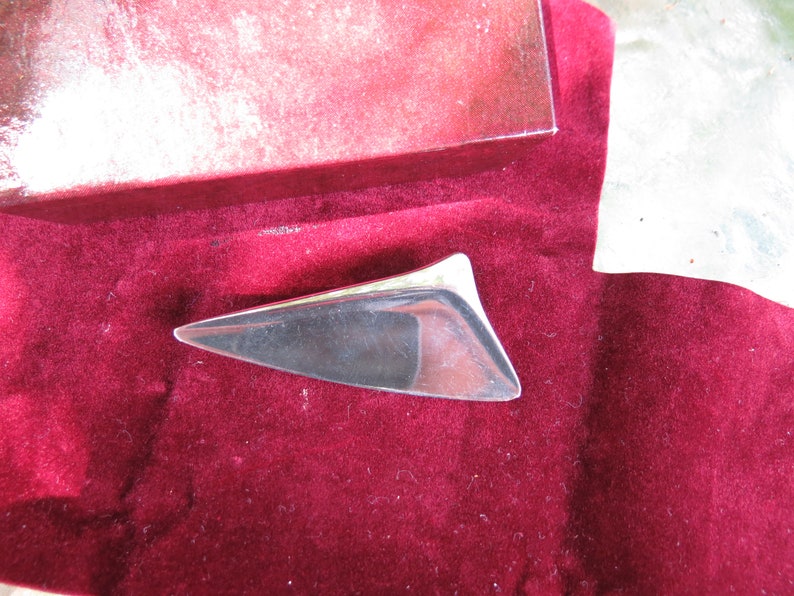 Signed Denmark Jewelry Georg Jensen Sterling Silver Mid Century Brooch with Box