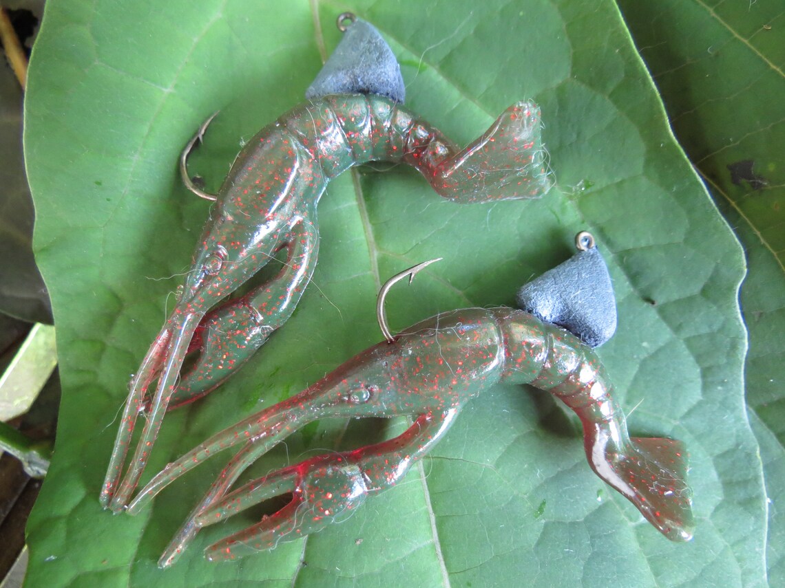 2 Rubber Crawfish Fishing Lures Old Fish Bait Tackle Box Etsy.de