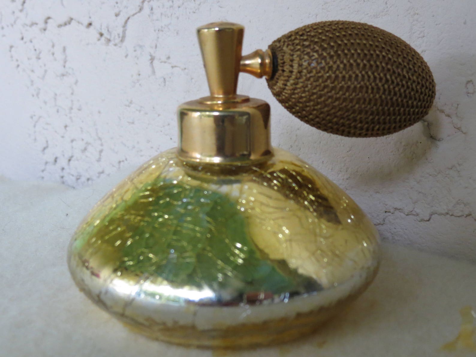Mercury Glass De Vilbiss Atomizer Gold Crackle Glass Perfume | Etsy