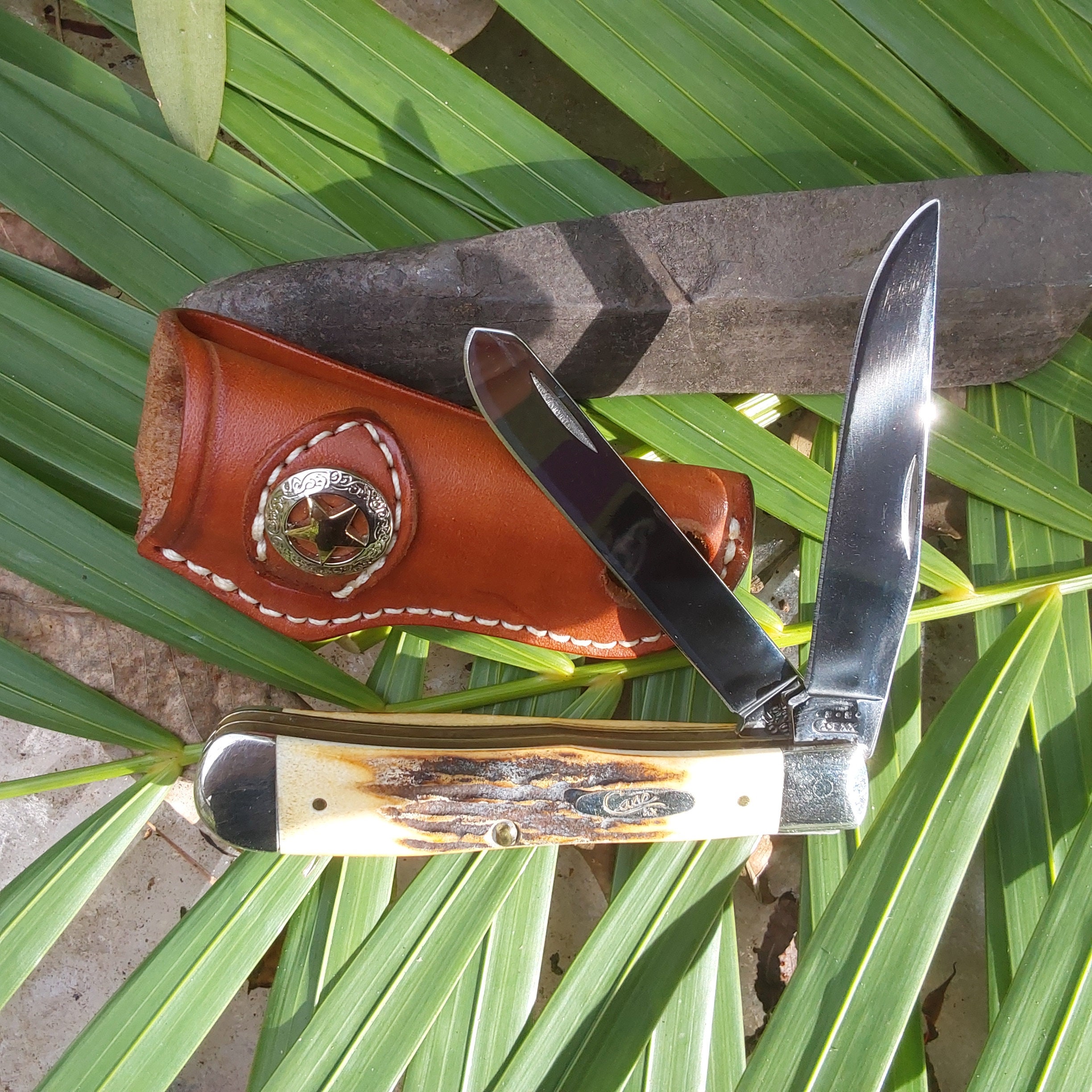 Case XX™ Brown Braided Leather Lanyard CordPocket Knife 50124