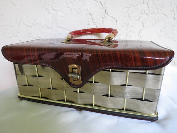 1950's Vintage Plastic Handbag - Antique Lucite Pu