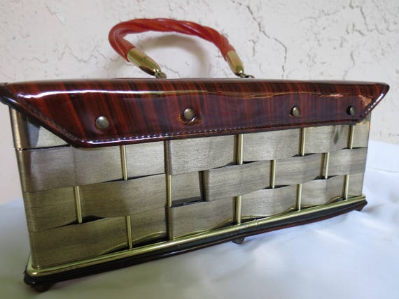 1950's Vintage Plastic Handbag - Antique Lucite P… - image 2