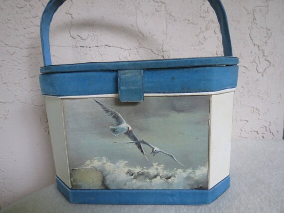 Decoupage Antique Purse - Vintage 1960's Hand Dec… - image 1