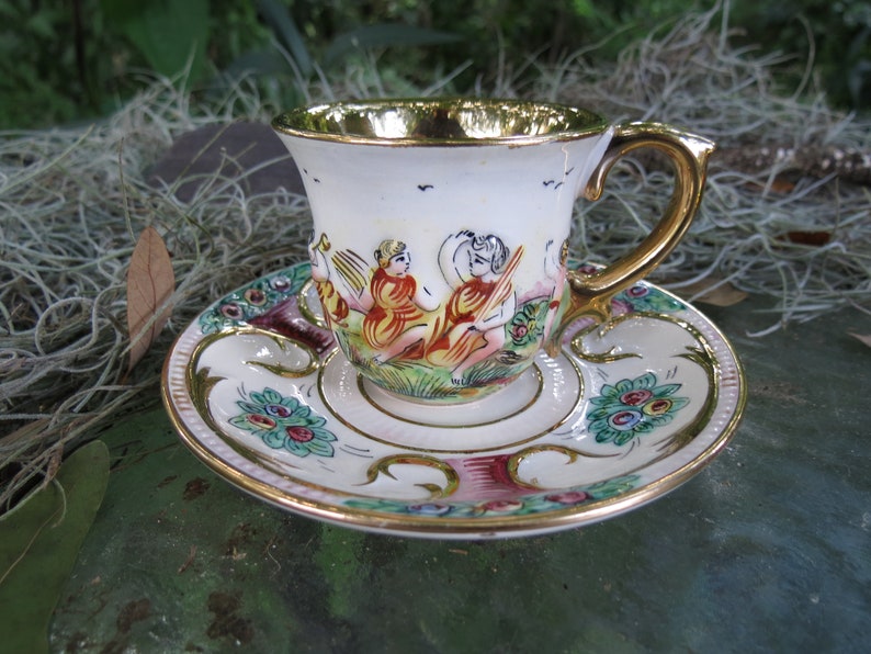 Capodimonte Demitasse Cup and Saucer Set Italian Tea Cup Etsy