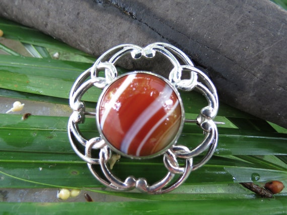 Scottish Banded Agate Brooch - Made in Scotland -… - image 2