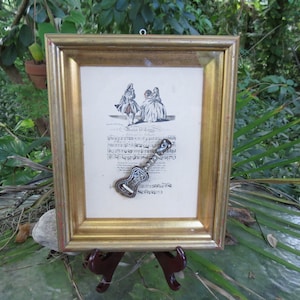 Antique Violin Shadow Box - Art Gravure - Inlay Mother of Pearl - Reason for Loving Song - Great Condition