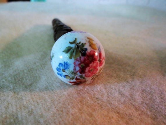 Umbrella Handle - Carved Wood and Hand Painted Po… - image 3