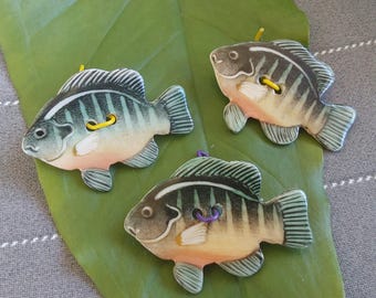 Hand Painted Porcelain Fish Buttons - Set of 3 - Signed