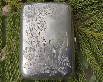 Antique Silver Snuff Box: Etched Victorian Tobacco Box