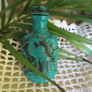 Turquoise Composition Snuff Bottle - Great Detail - Excellent Condition