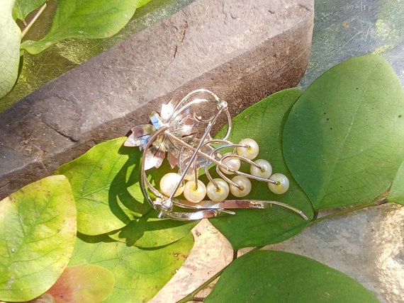 Silver Cultured Pearl Brooch - Beautiful Salt Wat… - image 7