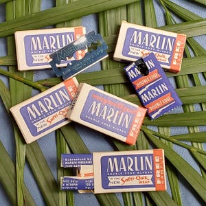5 Boxes Marlin Razor Blades - Vintage Shaving Razor Blades - 2 Pieces in Each Box - Excellent Unused Condition