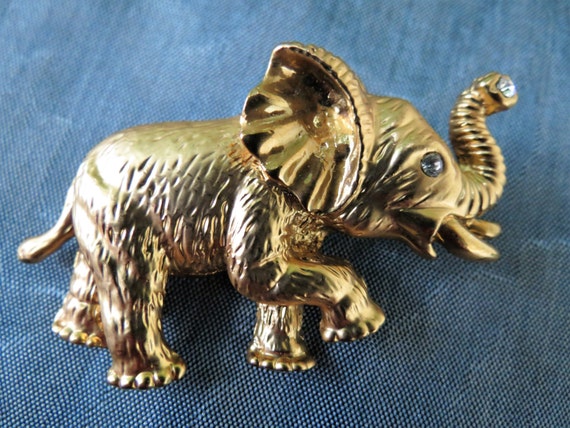 Elegant Elephant Pin - Trunk Up for Good Luck - R… - image 1