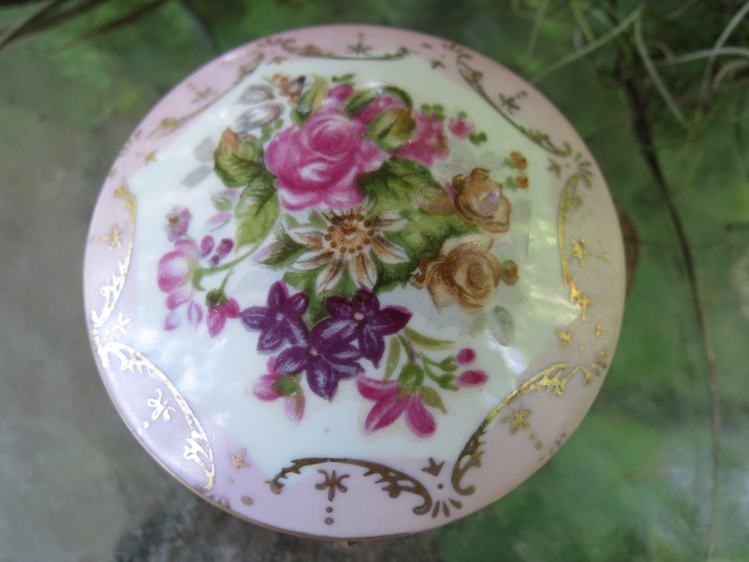 Trinket Box Hand Painted Porcelain Footed Dresser Box - Etsy