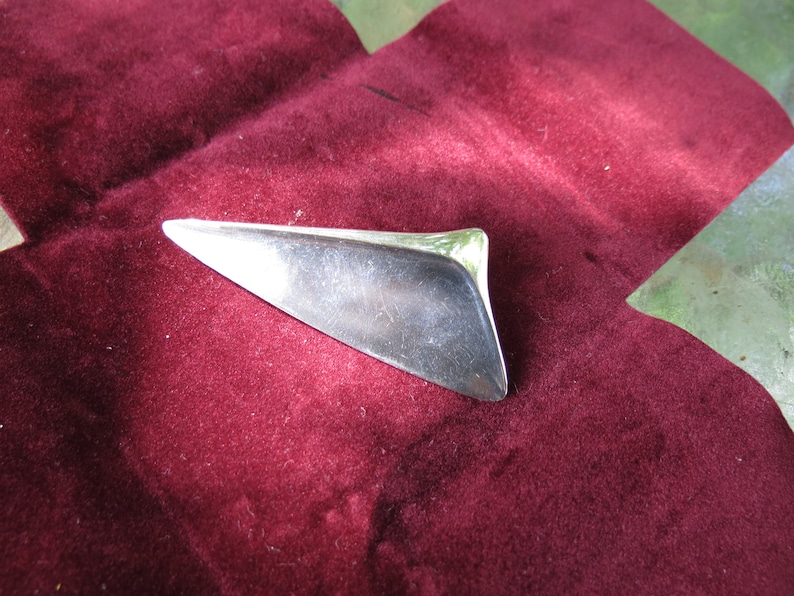 Signed Denmark Jewelry Georg Jensen Sterling Silver Mid Century Brooch with Box