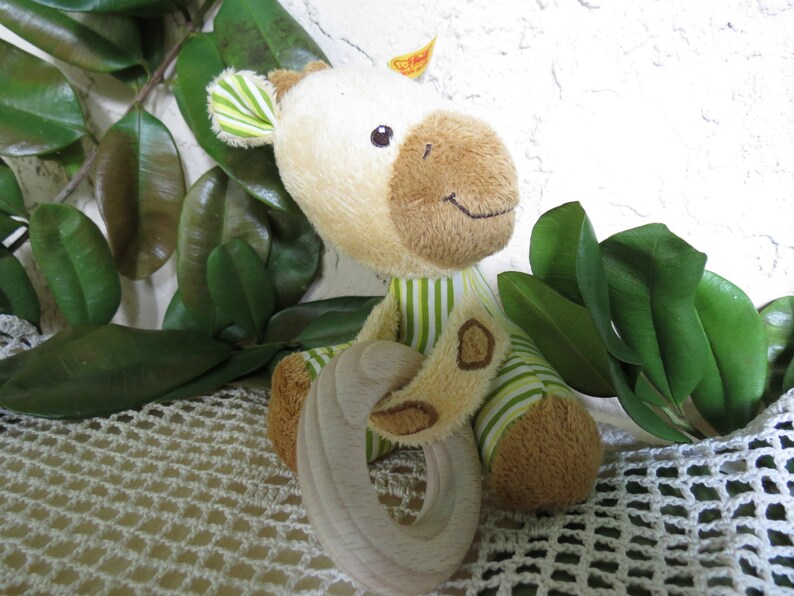 Collectible Steiff Toys Steiff Baby Bear with Wooden Teething Ring