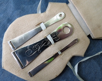 Sterling Silver Sewing Bodkin Set - Original Case - Victorian Lace Bodkins - Excellent Condition
