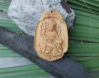 Carved Wood Indian God Pendant: Fine Asian Workmanship