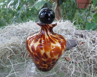 Cased Glass Perfume Bottle - Vintage Leopard Glass Scent Bottle - Excellent Condition