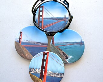 Sandstone Coasters with Golden Gate Bridge Views