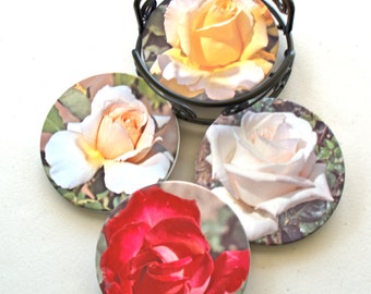 Sandstone Coasters with Roses