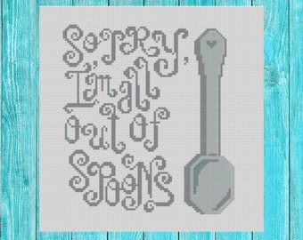 Out of Spoons Cross Stitch Pattern Digital Download PDF for Spoonies