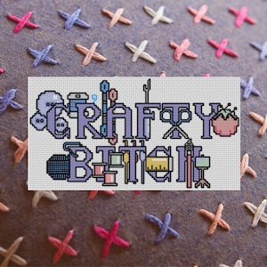Crafty Bitch Snarky Sweary Cross Stitch Pattern PDF Digital Download
