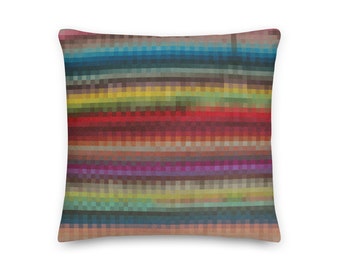 Rainbow Pillow, Pixel Art Pillow, Striped Pillow, Rainbow Cushion, Rainbow Pillow Cover, Red Pillow, Rainbow Pixel Pillow, Modern Pillow
