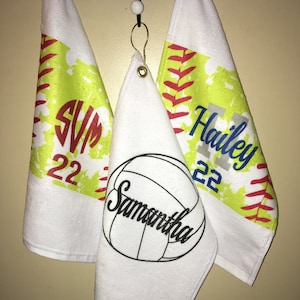 Baseball, softball, volleyball towel clip, coach gift, team gift, softball baseball player, monogram sweat towel, pin trading sports towel