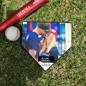 Wedding Anniversary Gift home plate baseball softball plaque couples' picture * Husband Wife Christmas * Couple baseball present * Valentine