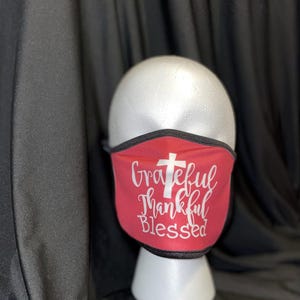 Thanks giving face mask * Grateful Thankful Blessed face mask * Three layer mask * Face mask for Church