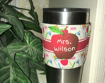 Christmas gift teacher, Teacher gift monogram wrap, Neoprene hugger tumbler, Personalized gift teacher, Beverage insulator, Coffee sleeve