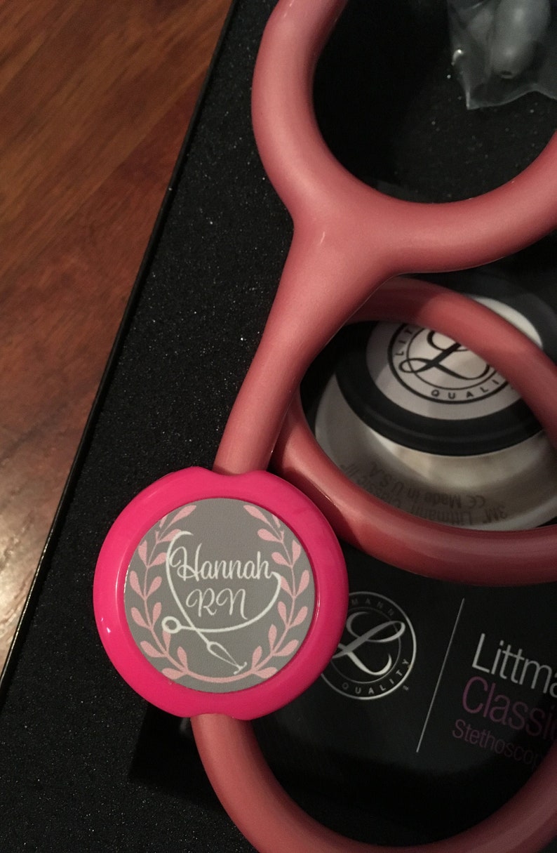 Nurse Stethoscope Name Tag Monogram Stethoscope ID Tag Etsy