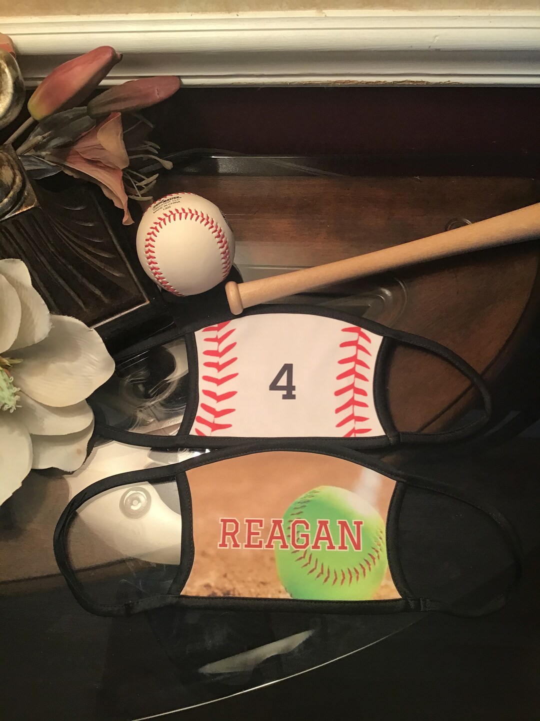 Baseball softball face Mask monogram 3 layer mask Etsy España