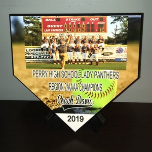 Softball home plate plaque * Softball sponsor gift * Softball Senior 2026 gift * Softball Coach Gift * Softball tournament Champions award