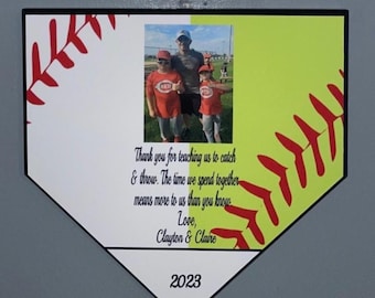 Baseball softball Father's Day gift Dad mom, Home plate plaque, Baseball softball Birthday dad grandpa, Softball baseball Christmas