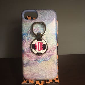 Monogram soccer phone stand metal ring holder * Soccer player Christmas gift * Soccer coach gift * Soccer team gift * Birthday soccer gift
