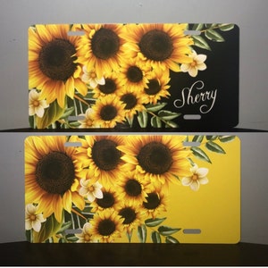 Sunflower license plate monogram, Sunflower Christmas gift mom, Sunflower car plate, Sunflower vehicle tag, Sunflower auto accessory