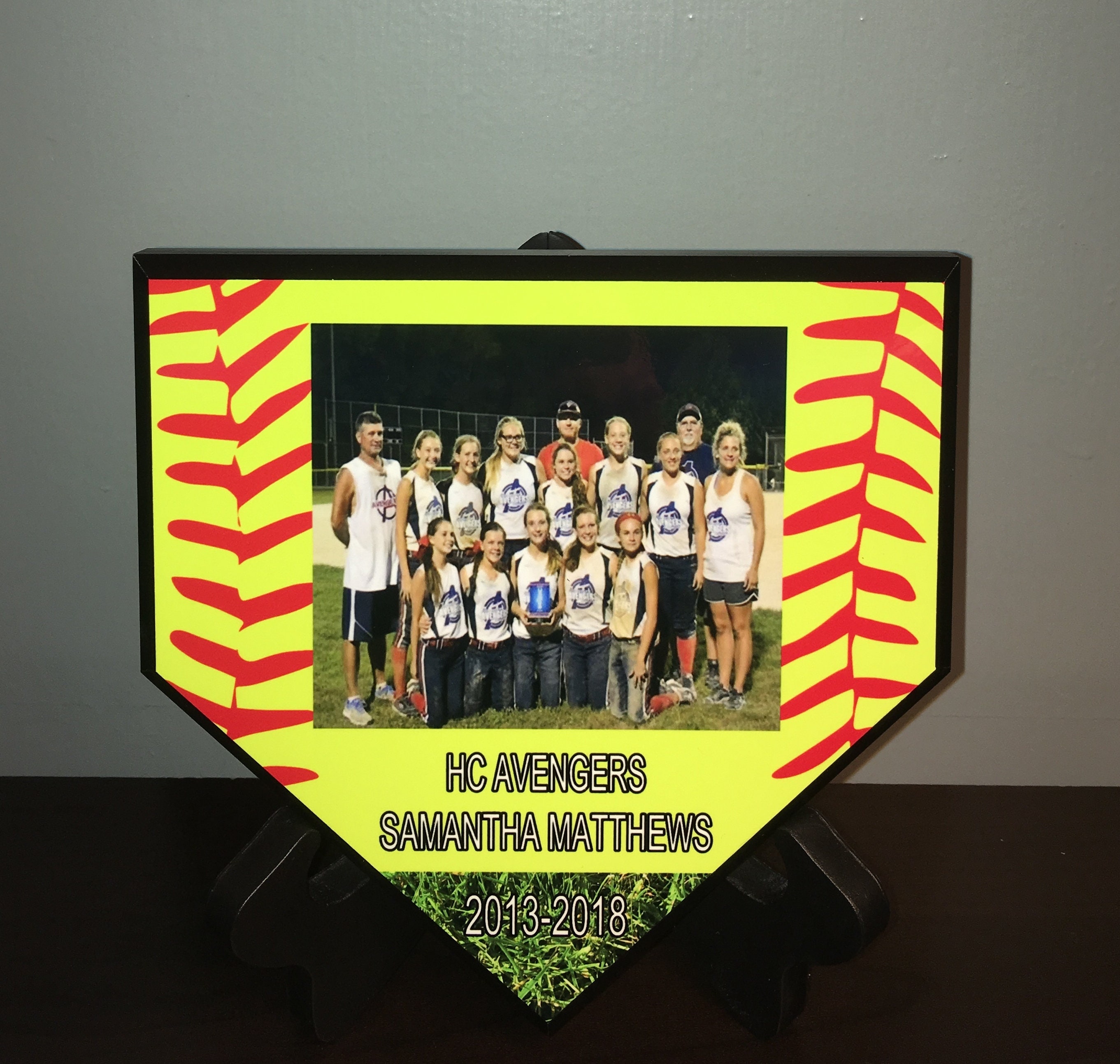 Softball Baseball Home plate Plaque 6x6 with Team or Player Etsy