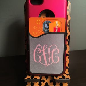Monogram phone credit card driver's license holder wallet * Attach to phone case * switchable design * Choose background font colors