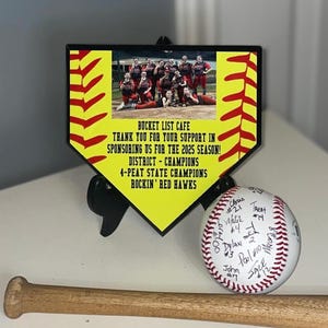 Softball Baseball home plate Plaque 6”x6” team/player picture, Baseball Softball coach gift, team gift, sponsor gift, Little league trophy