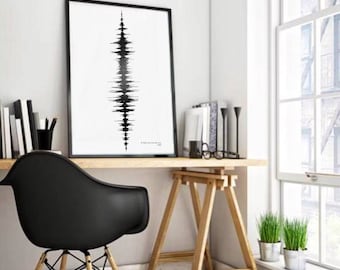 Minimalist Sound Wave Art, Voice and Sound, Long Distance Gifts, Personalized Sound Wave Art, Soundwave Print, For Him, Rindle Waves Print