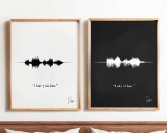 Two Piece Set Custom Sound Wave Art, Sound Wave Art Prints, Custom Soundwave Prints, Voice Art, Song Art, Sound Art, Techie, Tech Gift