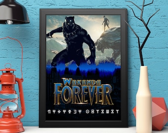 Impresión artística de ondas sonoras de Pantera Negra: Póster minimalista de Wakanda Forever
