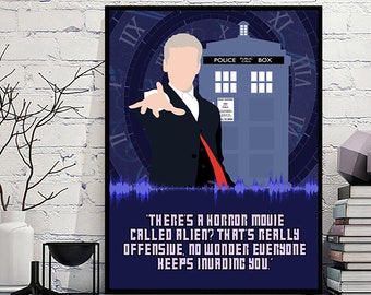 Lámina artística de Soundwave del Duodécimo Doctor: Póster minimalista de ciencia ficción para televisión
