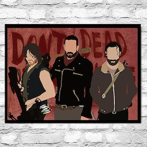 Daryl Dixon Negan Rick Grimes The Walking Dead Custom Minimalist Style Cult TV Comic Art Poster Print - Cool Geeky Horror Gift