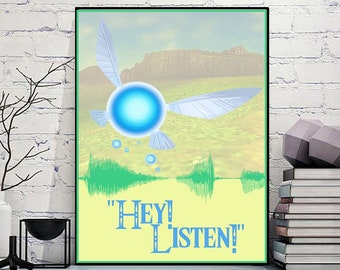 Navi Zelda Art Print: Minimalist Soundwave Poster, Geeky Gaming Gift